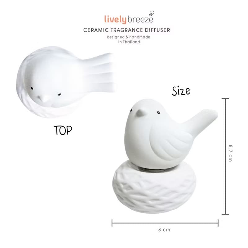LIVELY BREEZE White Bird on nest Ceramic Diffuser