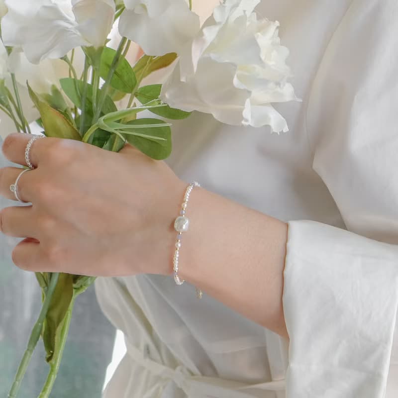 秘境漫步 異形珍珠磁吸式手鍊 14K 包金 丹泉石