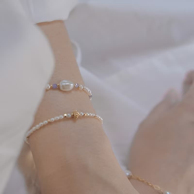 秘境漫步 異形珍珠磁吸式手鍊 14K 包金 丹泉石