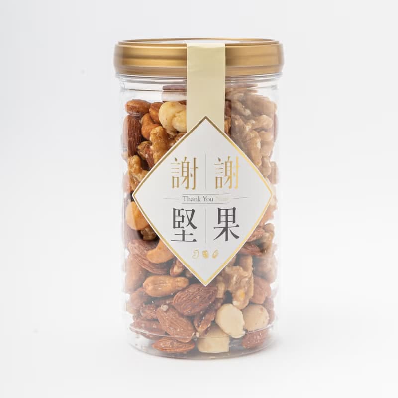 黃盒 謝謝有禮禮盒 2罐組附提袋 (輕甜綜合堅果, 薄鹽杏仁)