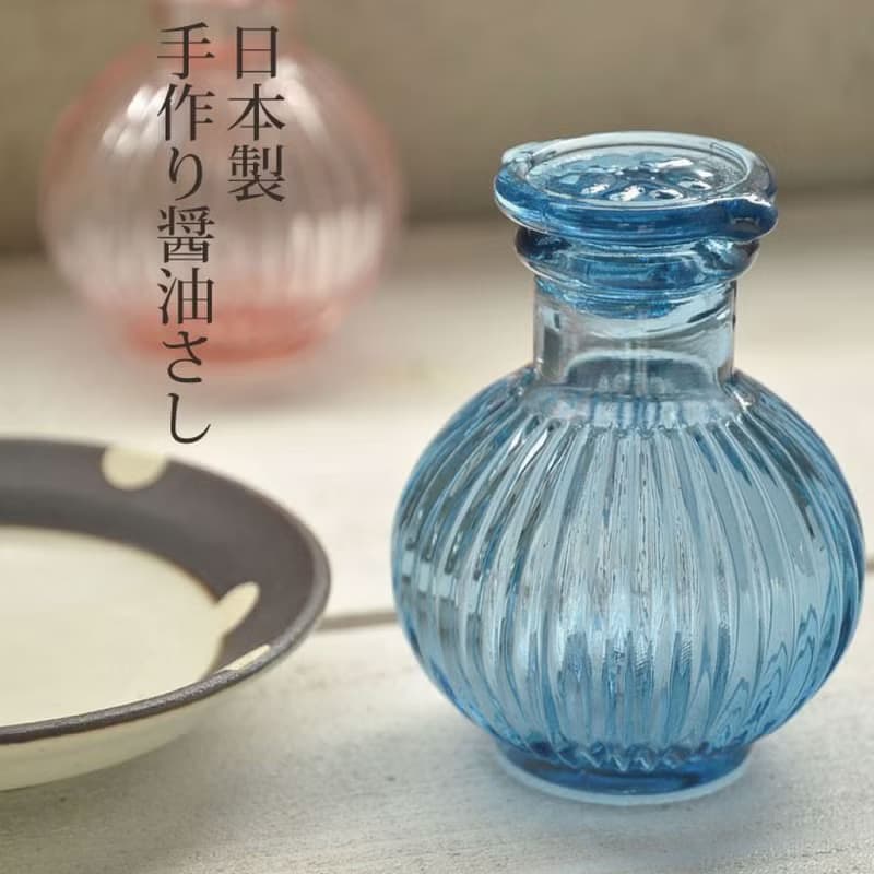 日本製老式手工菊型醬油差-粉色/藍色