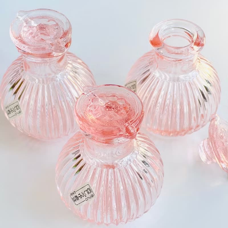 日本製老式手工菊型醬油差-粉色/藍色