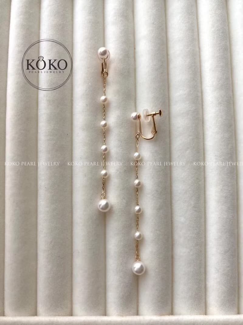 日本製 akoya珍珠耳環 18k經典滿天星設計耳釘 無耳洞耳夾式