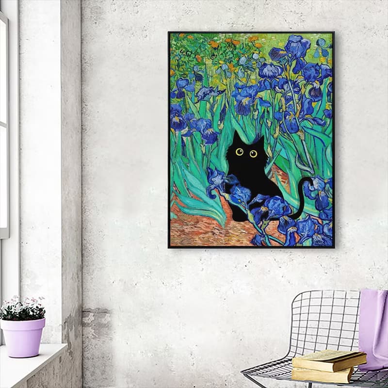 CAT‧鳶尾花_掛畫_動物系列_台灣製造 兩個工作天快速出貨