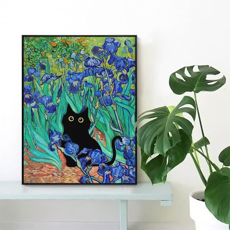 CAT‧鳶尾花_掛畫_動物系列_台灣製造 兩個工作天快速出貨