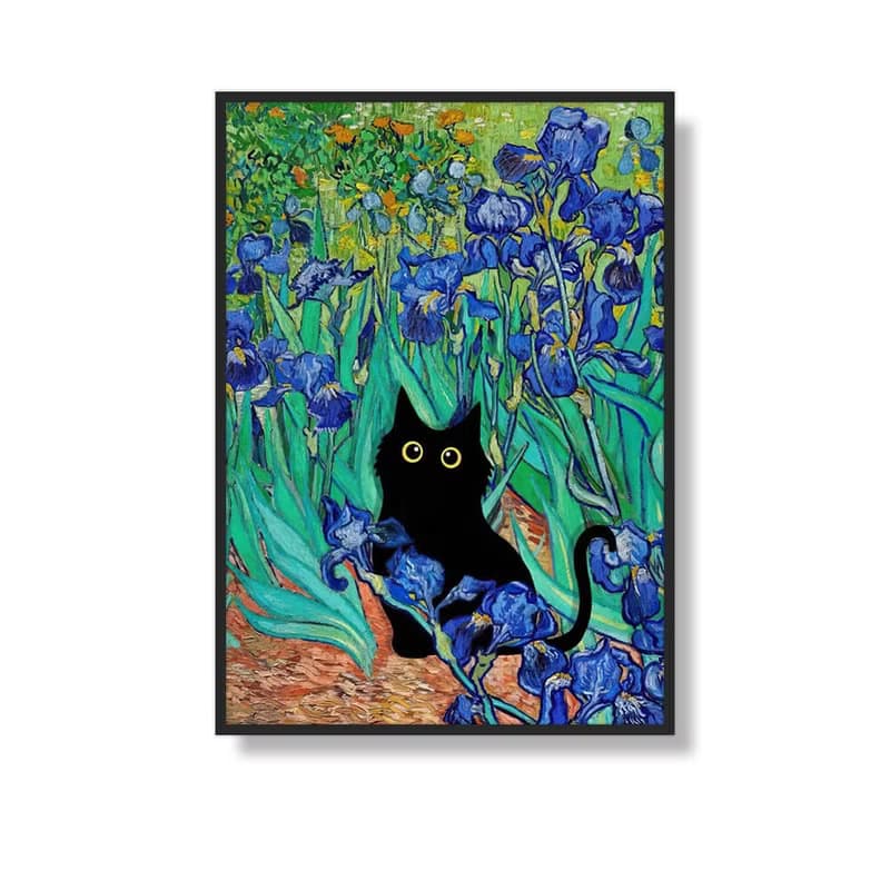 CAT‧鳶尾花_掛畫_動物系列_台灣製造 兩個工作天快速出貨