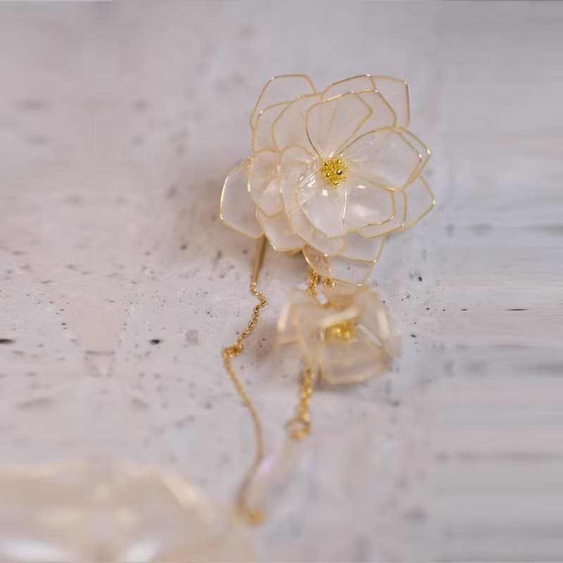 繁花// 淡清芙蕖/不對稱.垂墜.多way耳環/ 現貨 /