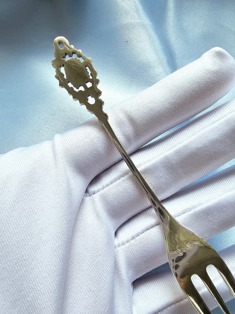 荷蘭純銀老件孔雀藤蔓圖騰水果叉/甜點叉/vintage美國西洋古董