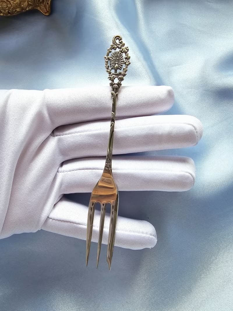 荷蘭純銀老件孔雀藤蔓圖騰水果叉/甜點叉/vintage美國西洋古董