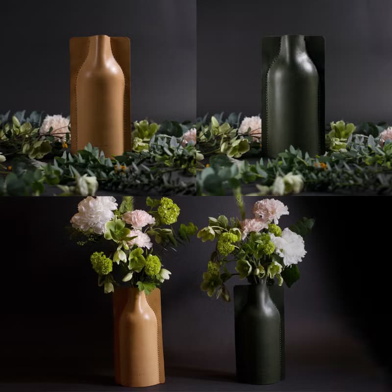 展示偏愛7折區 黑色 全形花器  手工真皮皮革花器  SHAPING系列