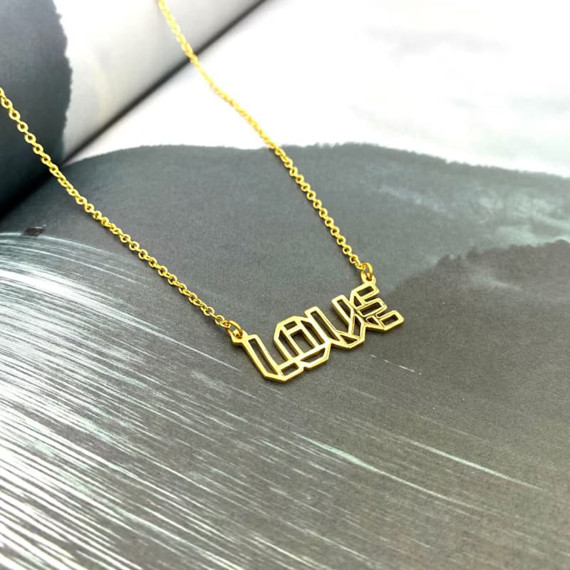 Customized Necklace, English Name Necklace, girlfriend gift, Gold Plated Brass
