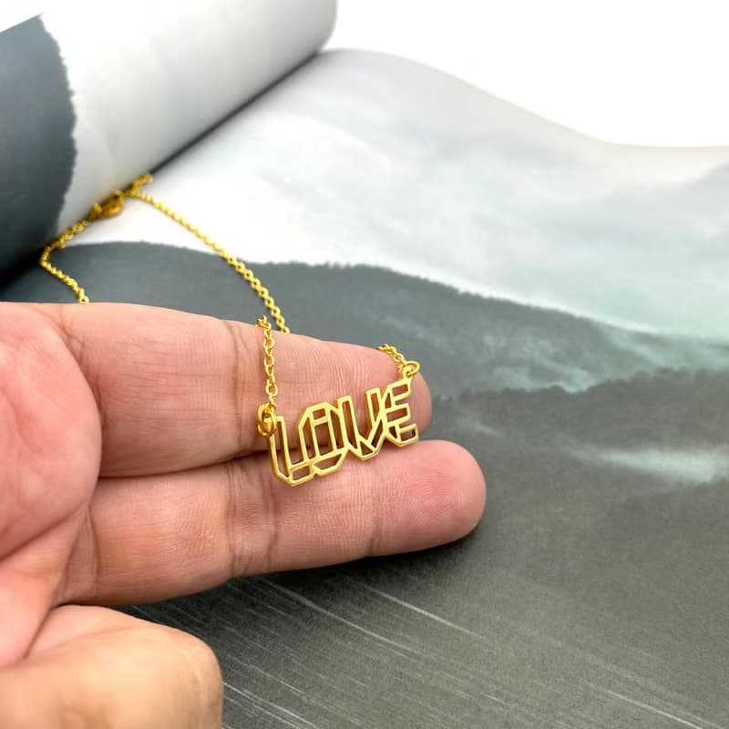 Customized Necklace, English Name Necklace, girlfriend gift, Gold Plated Brass