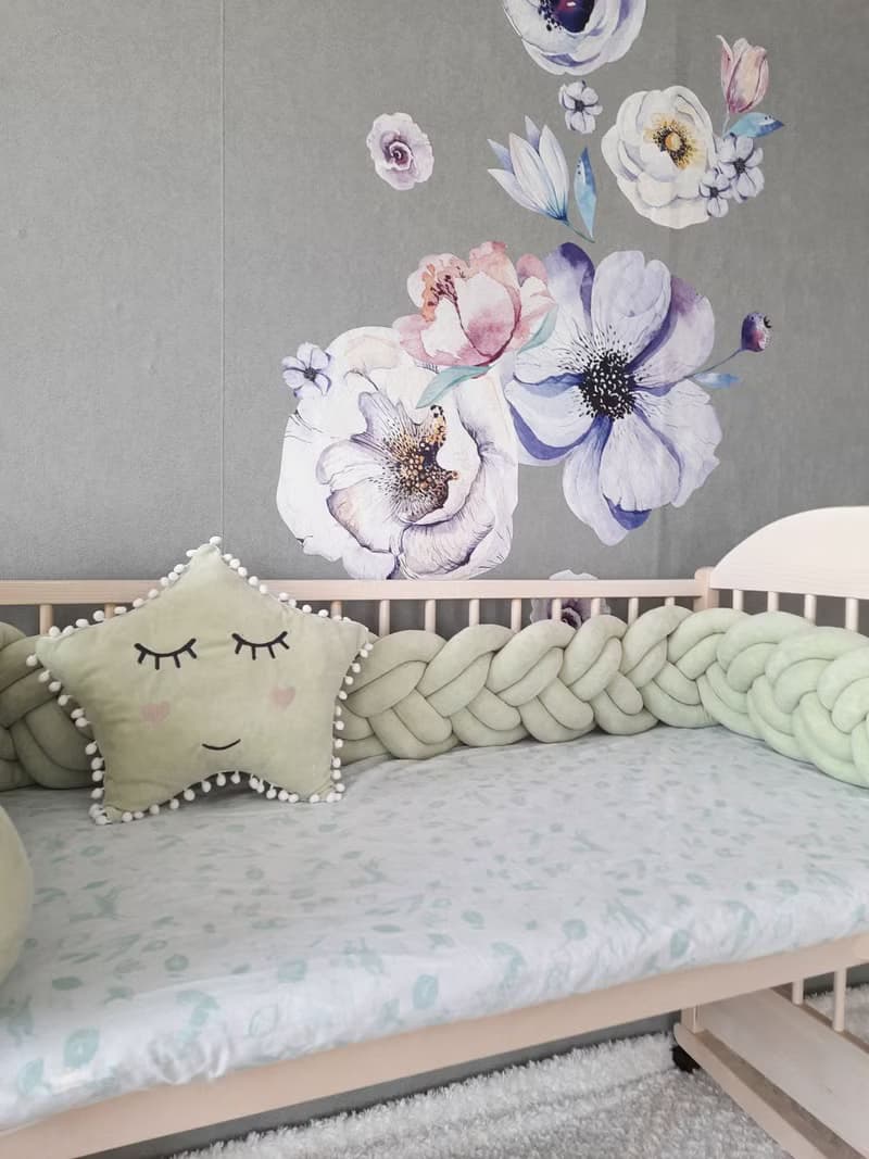 Braided crib  bumper.  Nursery crib bedding + Star pillow as a gift!