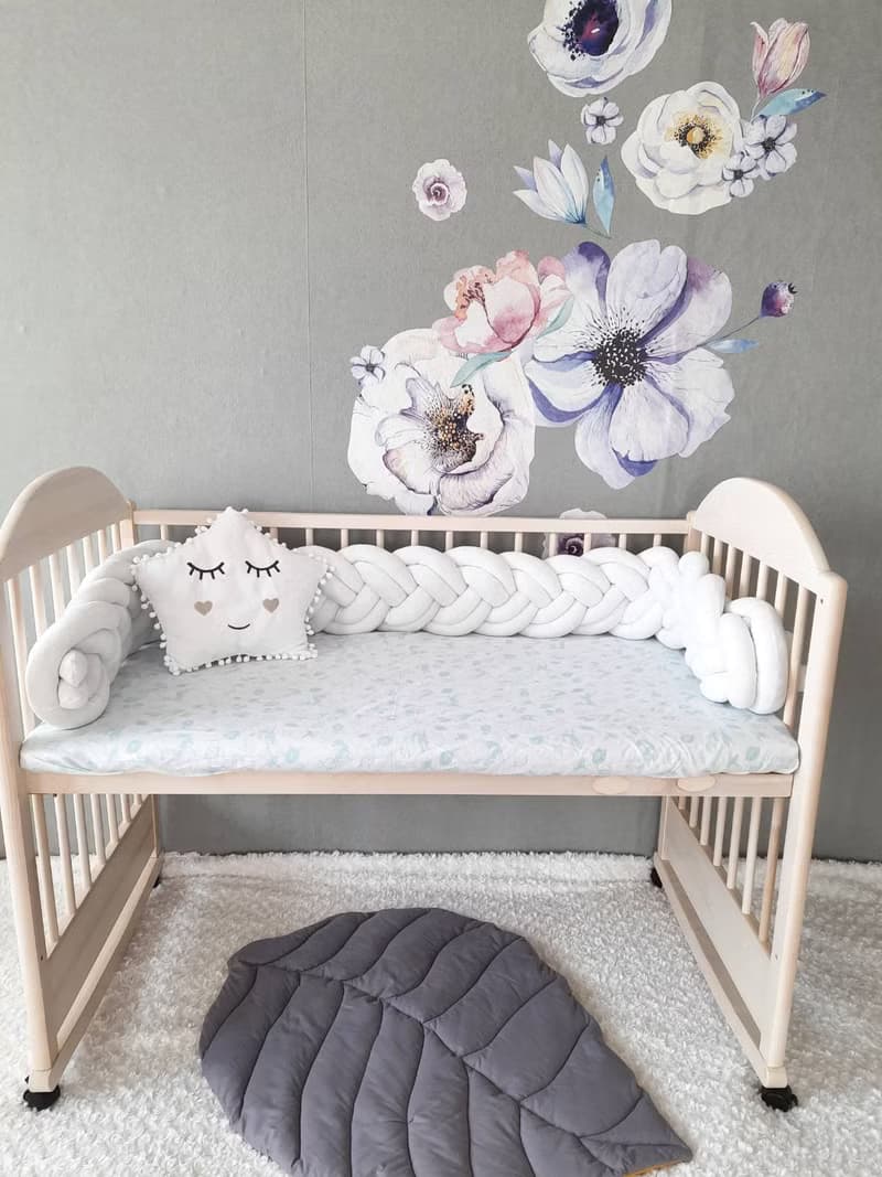 Braided crib  bumper.  Nursery crib bedding + Star pillow as a gift!