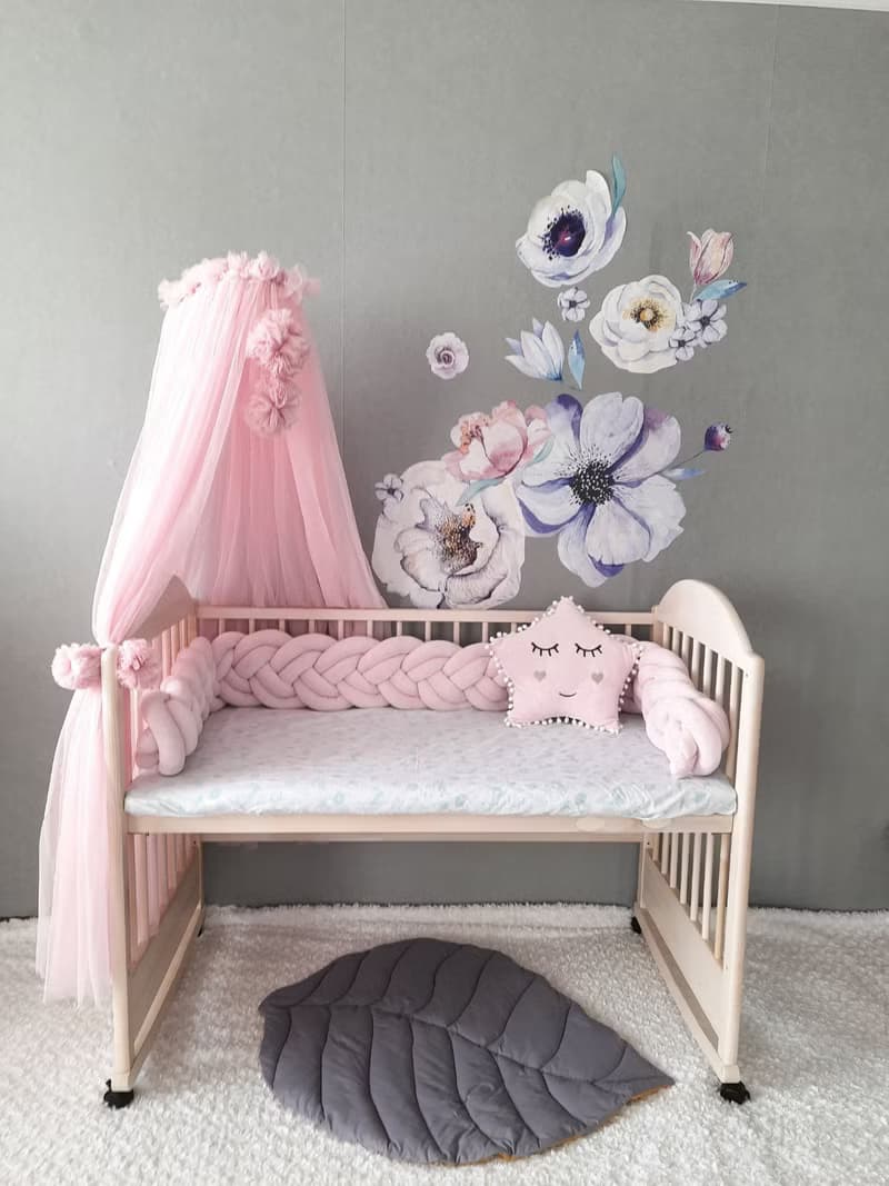 Braided crib  bumper.  Nursery crib bedding + Star pillow as a gift!