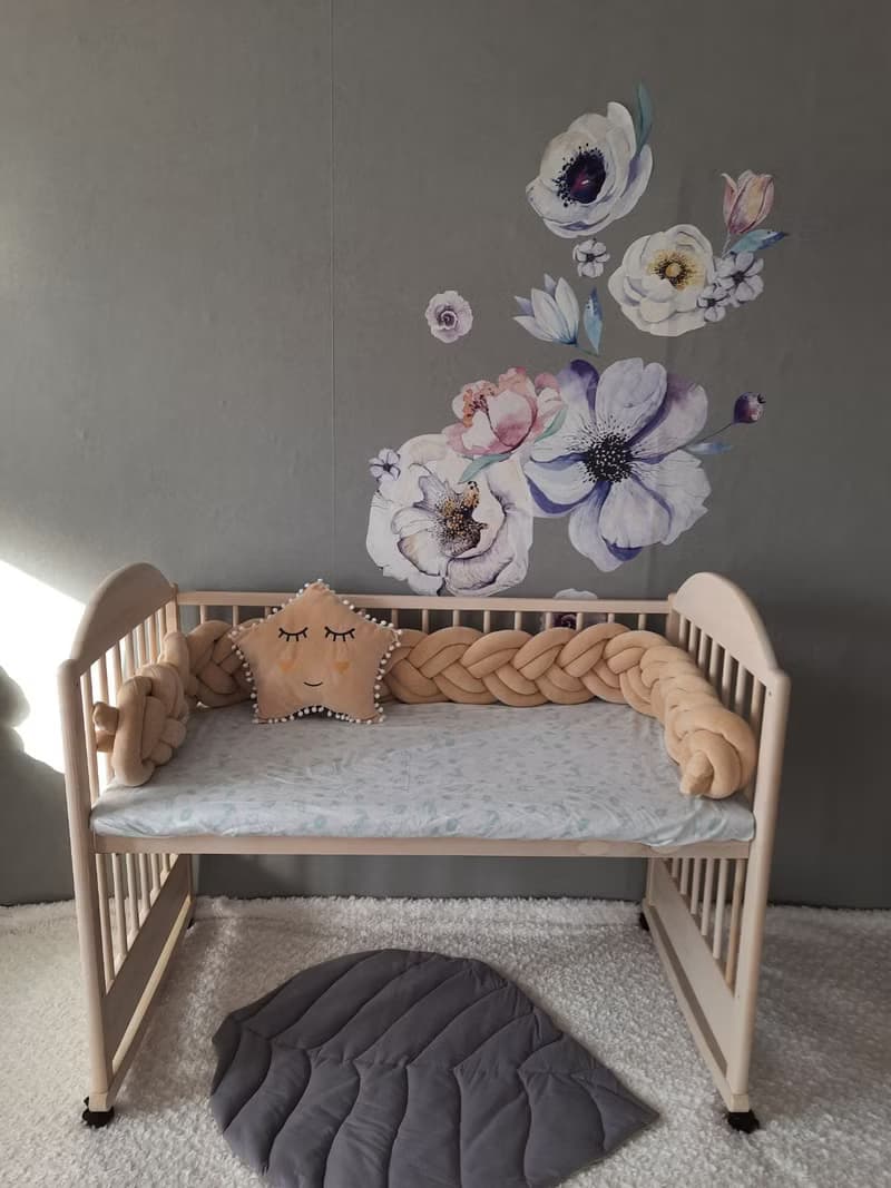 Braided crib  bumper.  Nursery crib bedding + Star pillow as a gift!