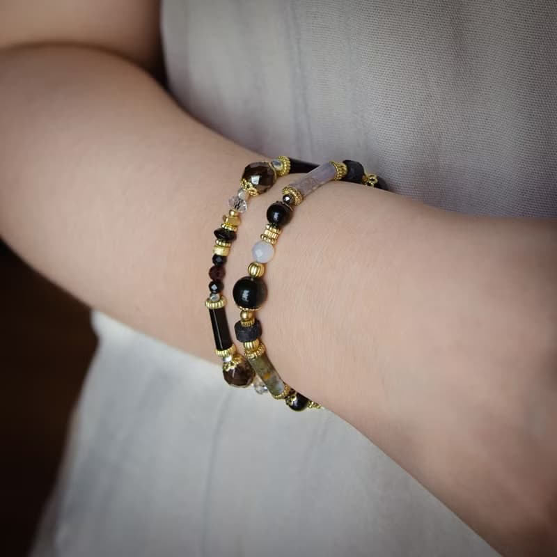 鏡外之境 // C1440彩曜石茶晶黑瑪瑙手鍊