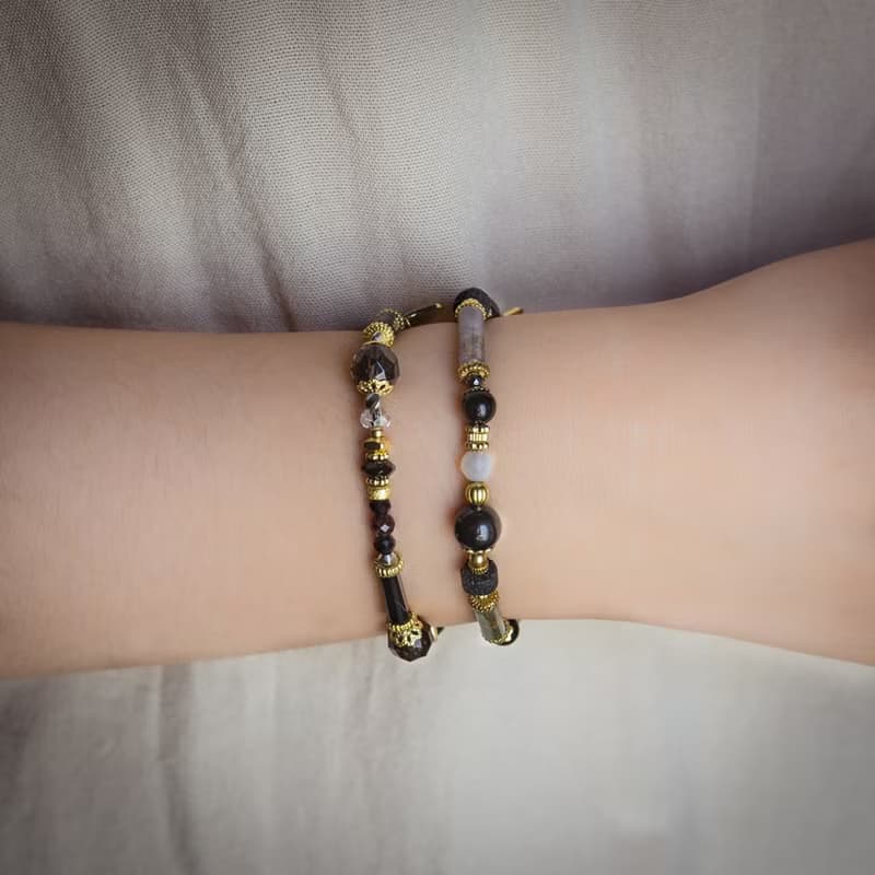 鏡外之境 // C1440彩曜石茶晶黑瑪瑙手鍊