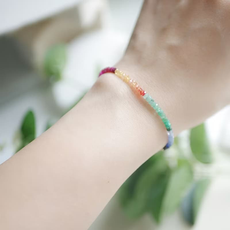 彩虹寶石手鍊 翡翠 紅寶石 藍寶石