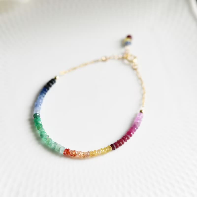 彩虹寶石手鍊 翡翠 紅寶石 藍寶石