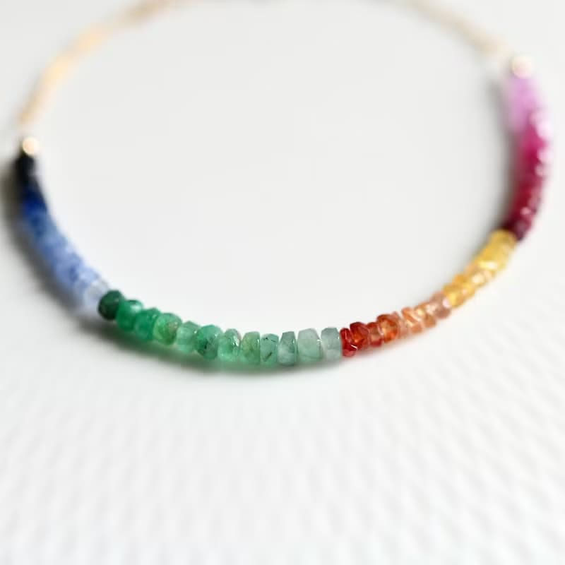 彩虹寶石手鍊 翡翠 紅寶石 藍寶石