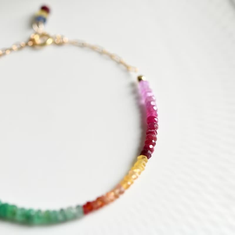 彩虹寶石手鍊 翡翠 紅寶石 藍寶石