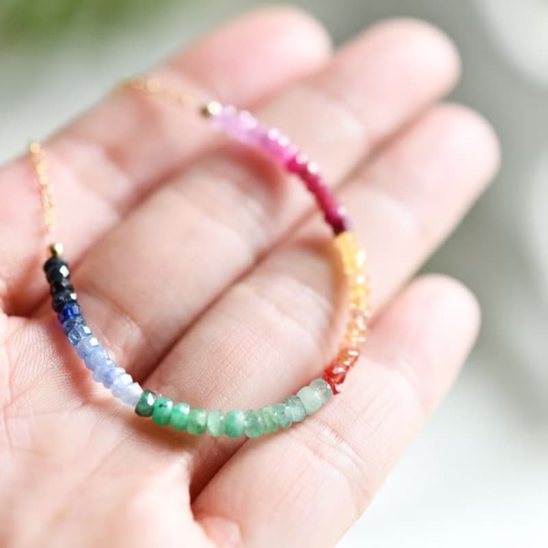彩虹寶石手鍊 翡翠 紅寶石 藍寶石
