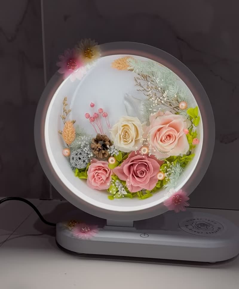 永生花手機無線充電藍芽音響檯燈 生日/畢業/喬遷/母親節/情人節