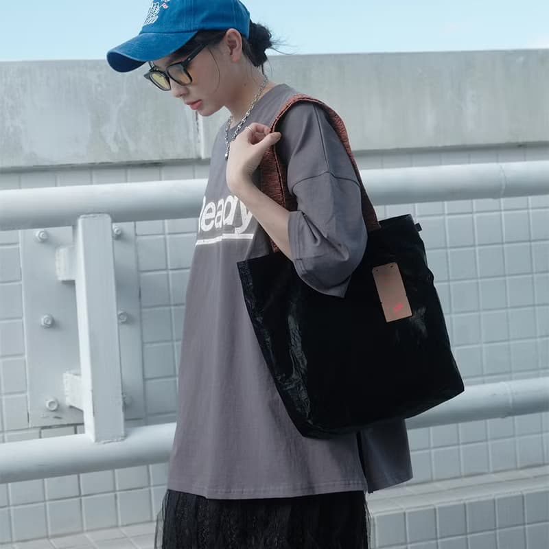 Miyansol韓國皺皺托特包(長背帶)-K.黑森林巧克力 防水輕量通勤款