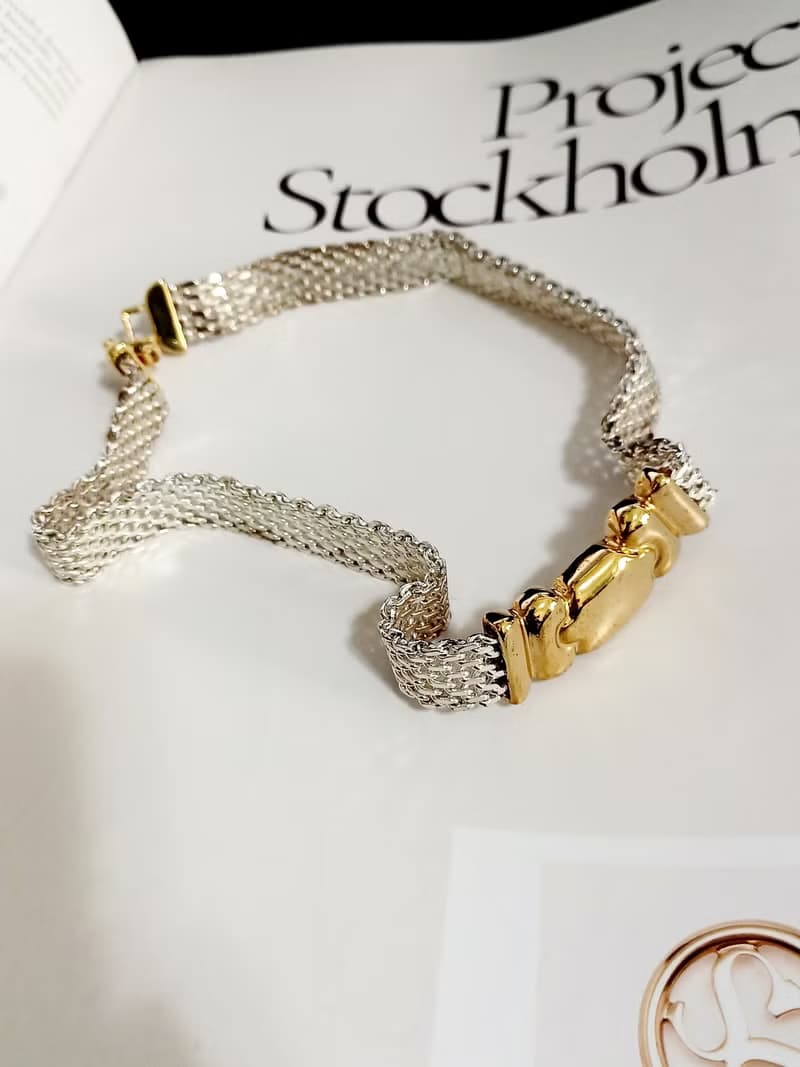 vintage jewelry  亮麗個性亮銀頸鍊 項鍊