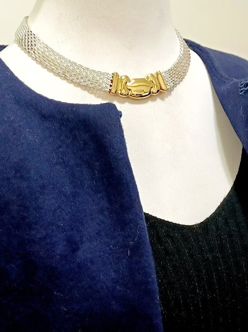vintage jewelry  亮麗個性亮銀頸鍊 項鍊