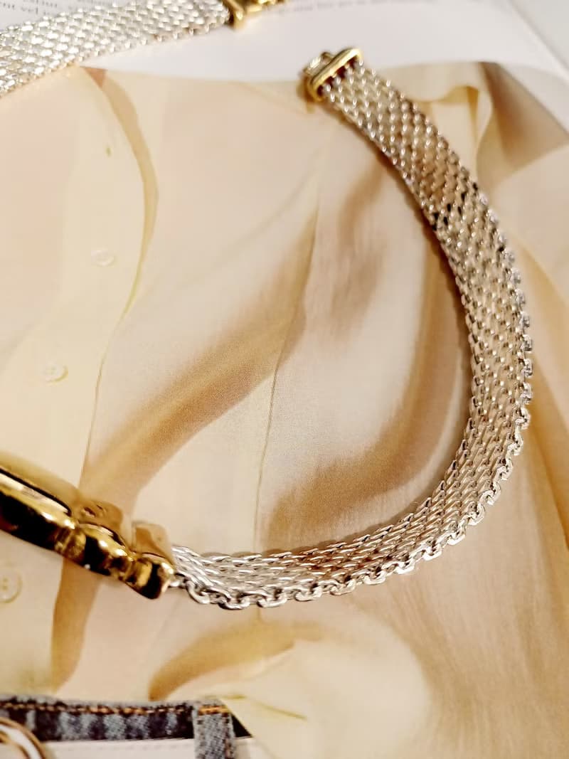 vintage jewelry  亮麗個性亮銀頸鍊 項鍊