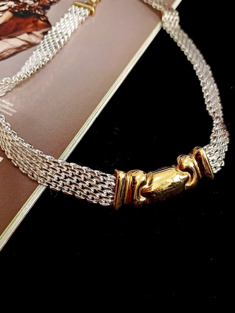 vintage jewelry  亮麗個性亮銀頸鍊 項鍊