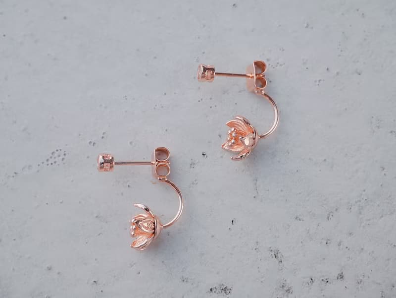 低語桔梗花 - 玫瑰金色 * 耳環