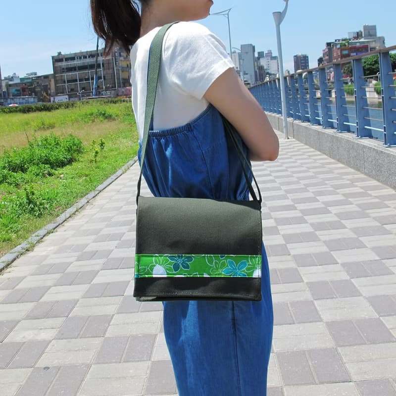 客家桐花 哈客手工小書包 草綠色