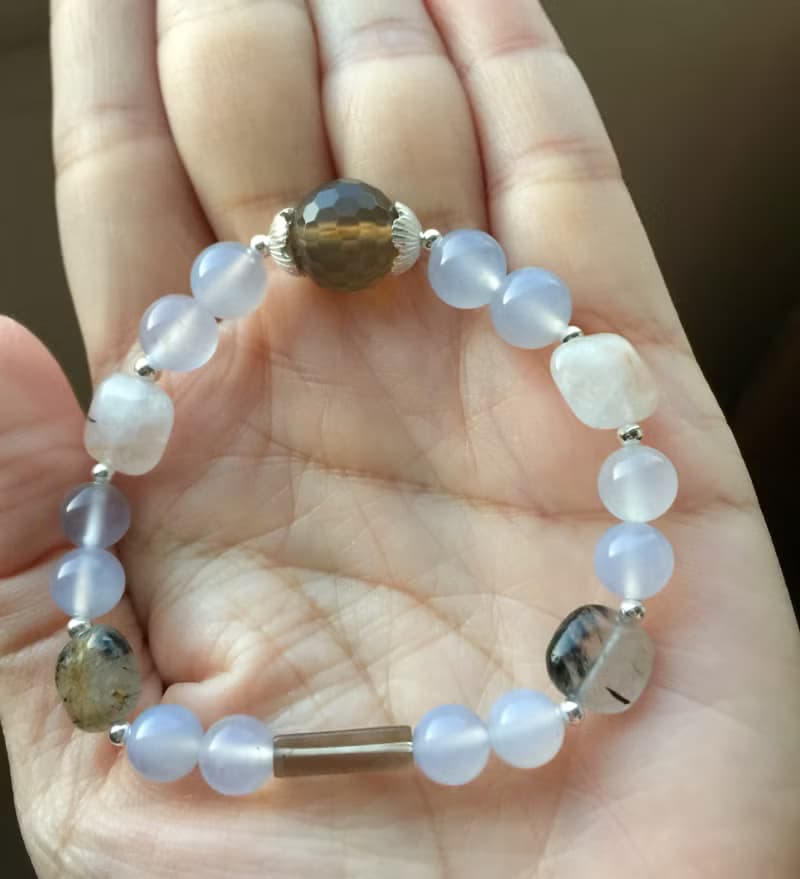 ||藍霧|| 小清新系列。藍玉髓/瑪瑙/黑髮晶/茶晶 手串 快速出貨