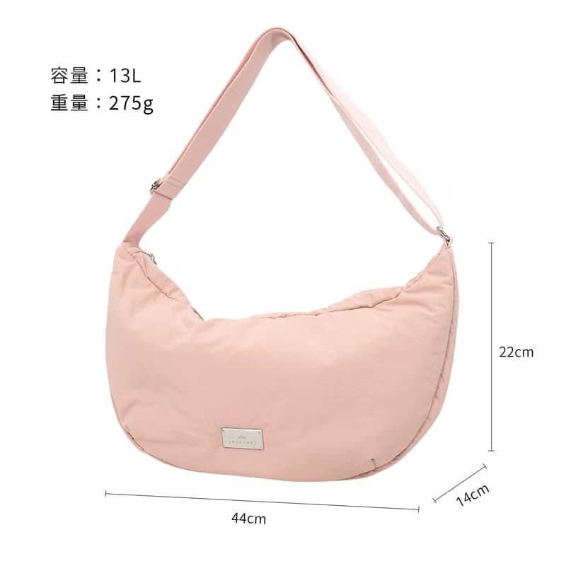 【DOUGHNUT】防潑水 手提/肩背/斜背 3用 澎澎半月包 甜美-粉紅