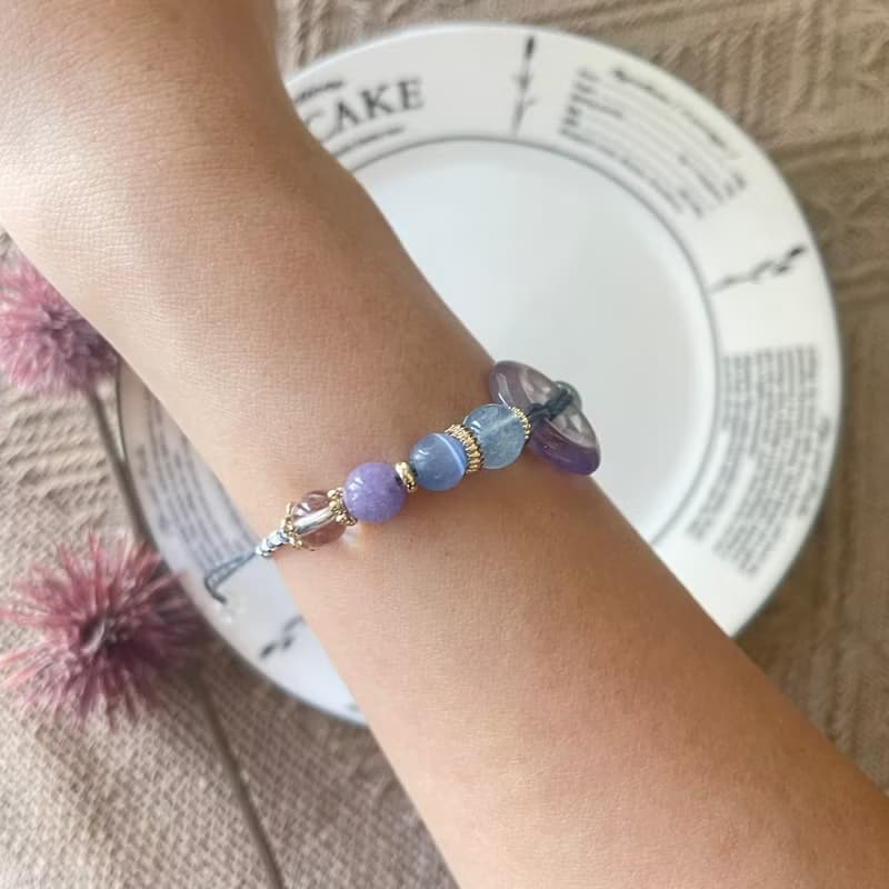 浪漫漸層紫水晶平安扣編織手鍊