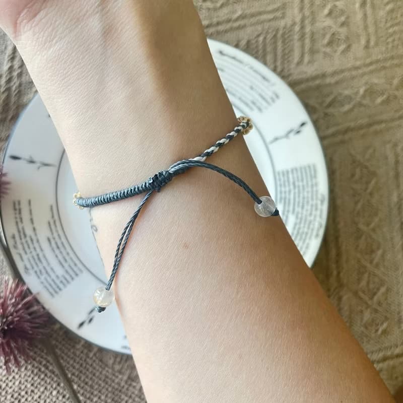 浪漫漸層紫水晶平安扣編織手鍊