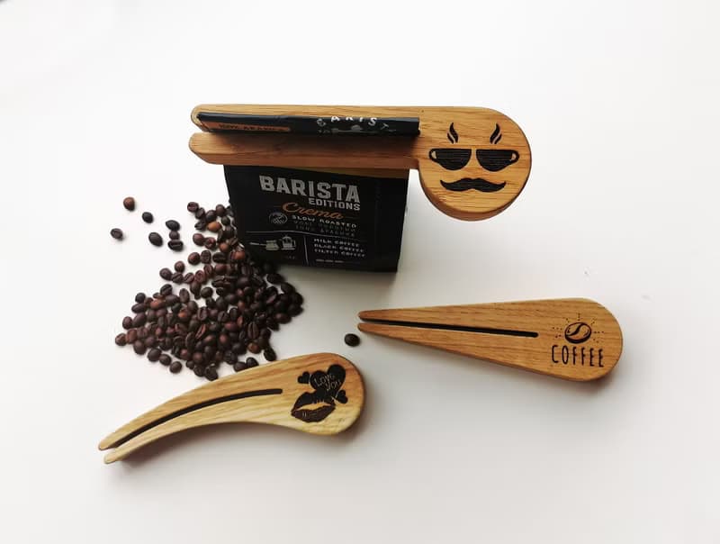 Personalized Coffee Spoon, Wood Coffee Scoop with Bag Clip, Wooden Coffee Scoop