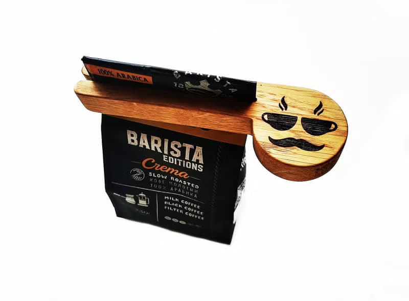 Personalized Coffee Spoon, Wood Coffee Scoop with Bag Clip, Wooden Coffee Scoop