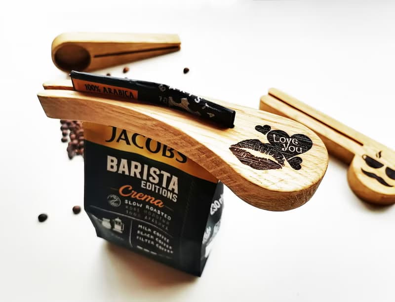Personalized Coffee Spoon, Wood Coffee Scoop with Bag Clip, Wooden Coffee Scoop