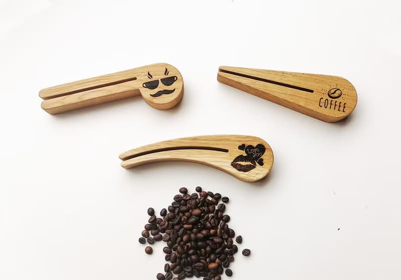 Personalized Coffee Spoon, Wood Coffee Scoop with Bag Clip, Wooden Coffee Scoop