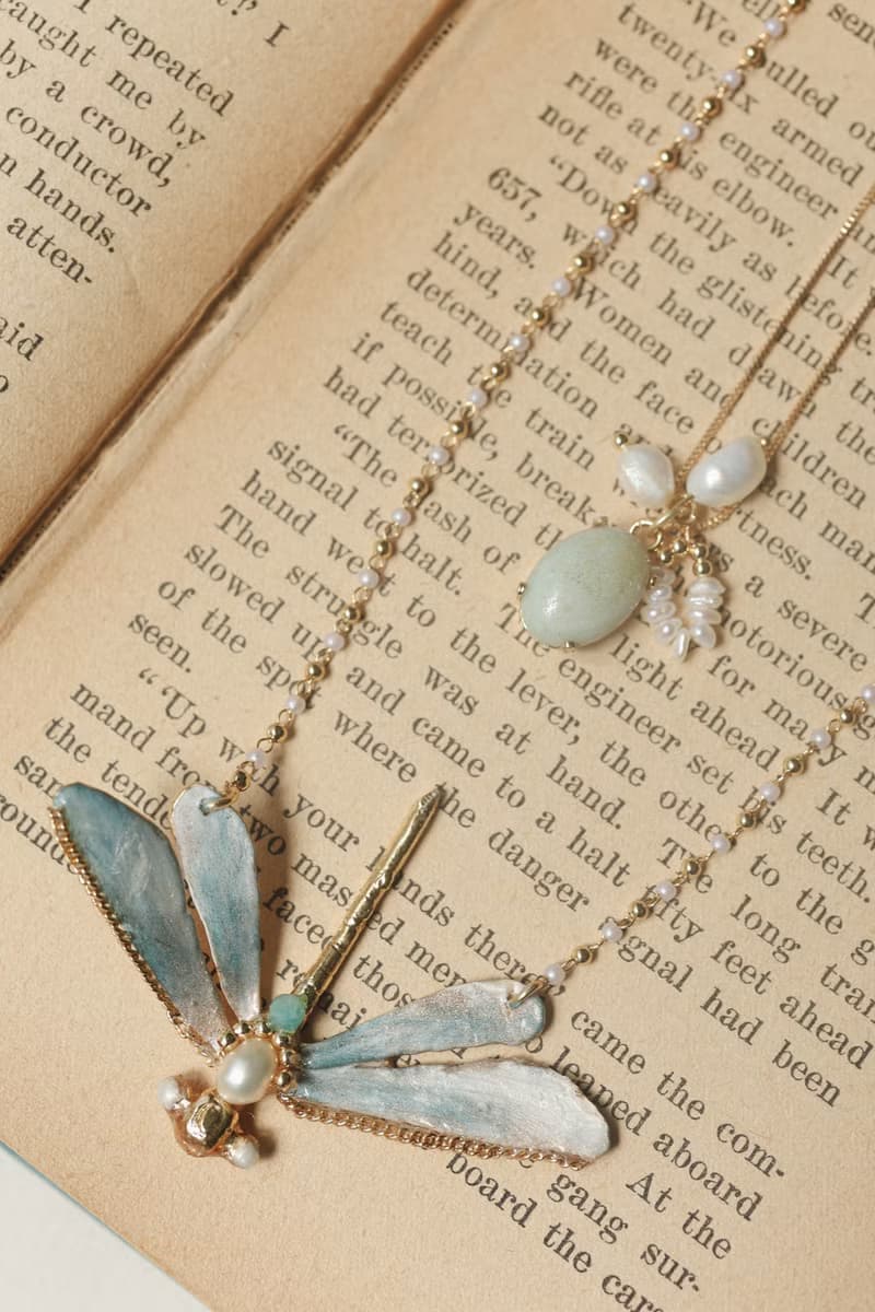 蜻蜓 水晶 珍珠 天河石 礦石 雙層項鍊