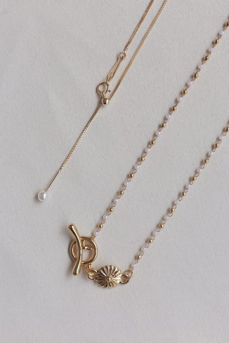 蜻蜓 水晶 珍珠 天河石 礦石 雙層項鍊