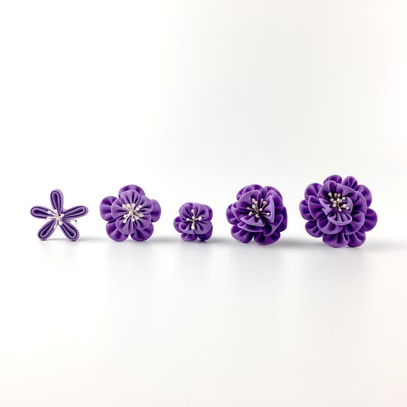 Kaika Ato / 山茶茶-小紫 / 日式和風布花 / つまみ細工 花簪
