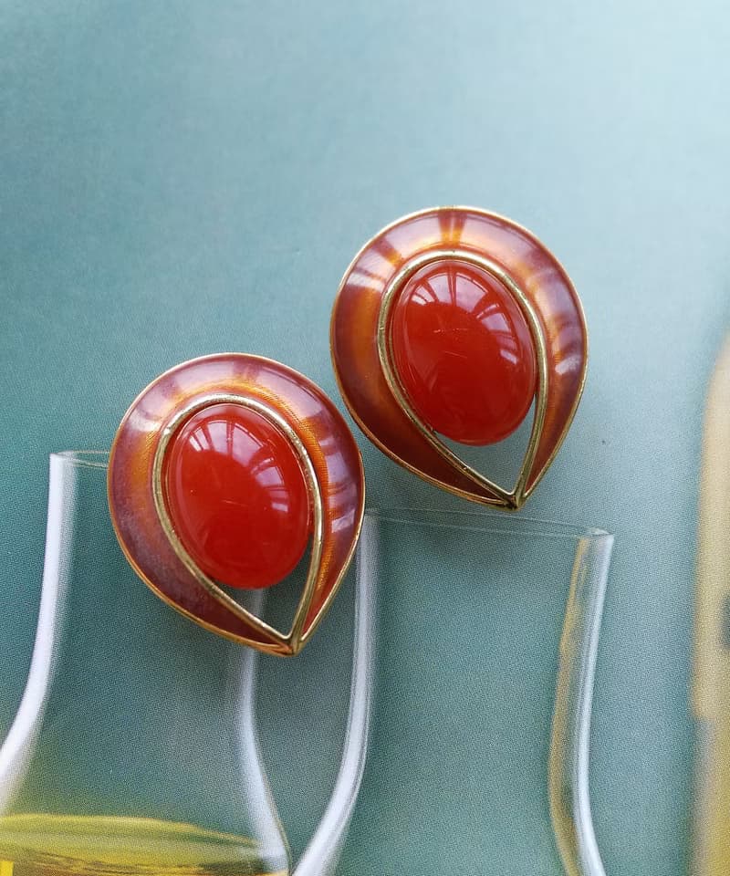 Vintage Jewelry 西洋古董飾品 TRIFARI 甜潤摩登 夾式耳環