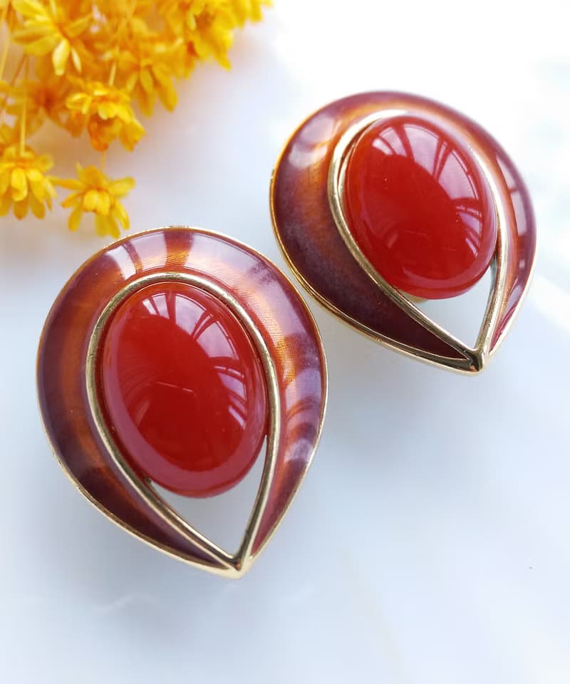 Vintage Jewelry 西洋古董飾品 TRIFARI 甜潤摩登 夾式耳環