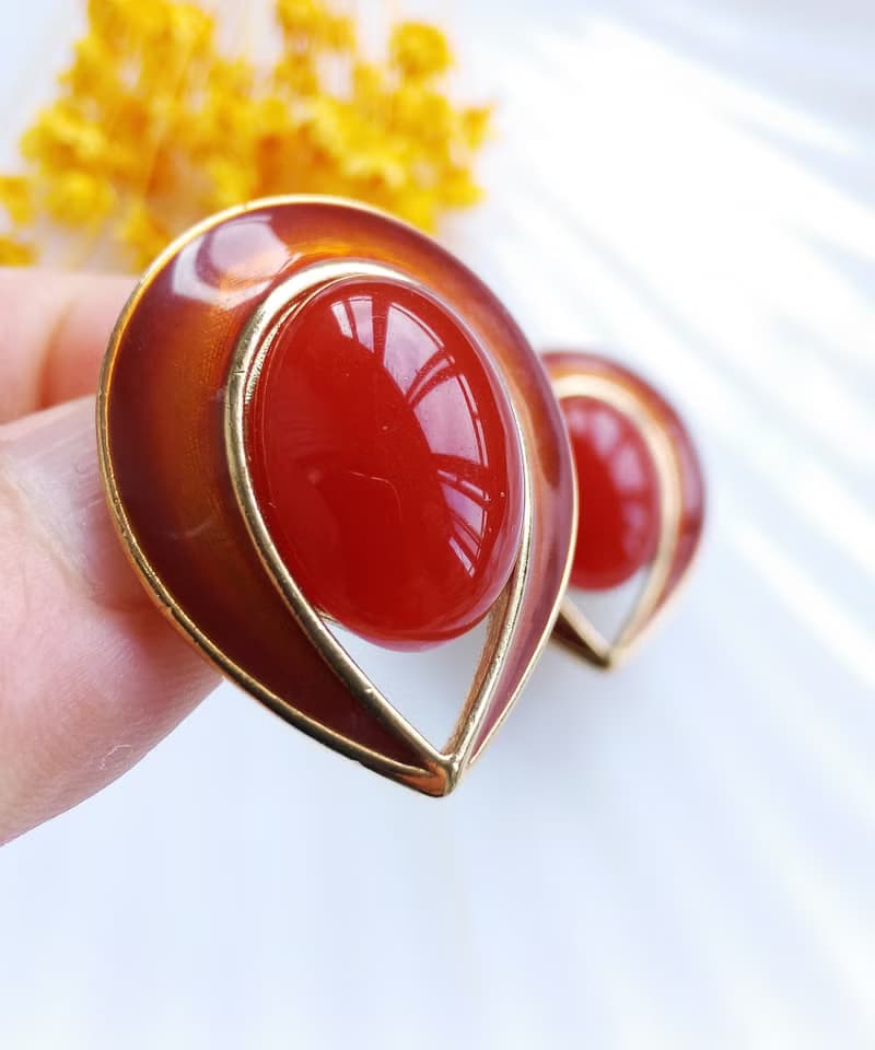 Vintage Jewelry 西洋古董飾品 TRIFARI 甜潤摩登 夾式耳環