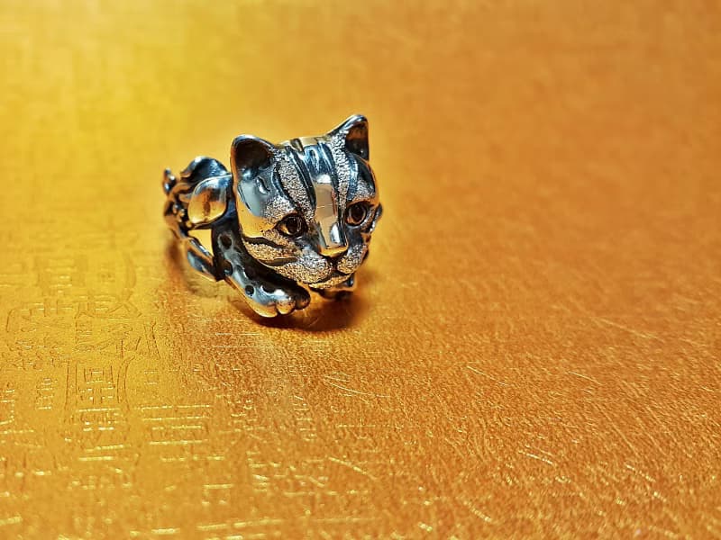 嬉遊石虎 925純銀戒指 台灣保育類動物 台中吉祥物